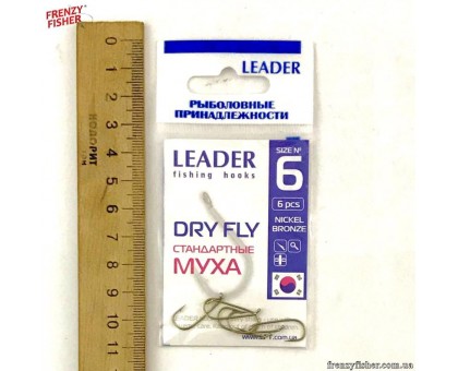 Крючок Leader Dry Fly Муха №6