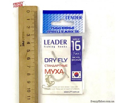 Крючок Leader Dry Fly Муха №16