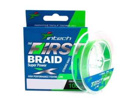 Шнур Intech First Braid X4 Green 100м (0,6/10Lb.4,54кг)