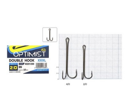 Гачок Leader (OPTIMIST) DOUBLE HOOK 3XL №2/0 (10шт\уп)