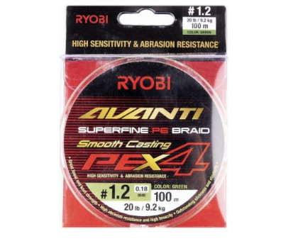 Шнур RYOBI AVANTI X4 Green 100м PE#1.2