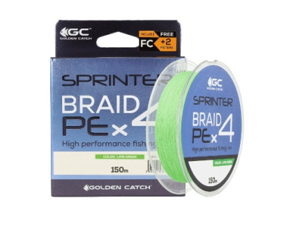 Шнур GC Sprinter PE X4 150m GREEN+2m FC #0.8