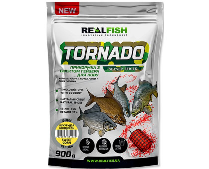 Прикормка REAL FISH Торнадо Фідер (Кукурудза Бондюель) 0,9 кг.