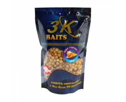 Наживка 3К Baits MIX Зерновой Горох (с медом) 500г.