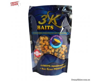 Наживка 3К Baits MIX Зерновой кукуруза (с коноплей) 400г.