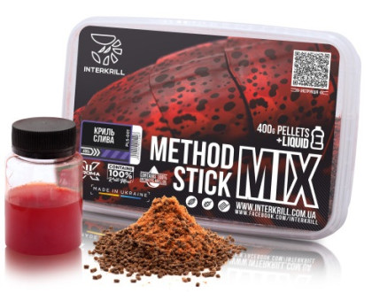Пелетс INTERKRILL "METHOD/STICK MIX", 400 г + (Ліквід Криль-Слива, 50г)