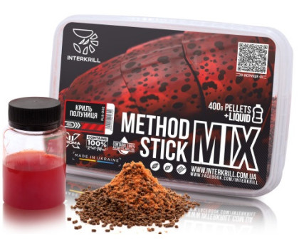 Пелетс INTERKRILL "METHOD/STICK MIX", 400 г + (Ліквід Криль-Полуниця, 50г)