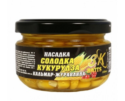 Насадка кукурудза 3К Baits "Солодка кукурудза PREMIUM" Кальмар-журавлина скло 100мл
