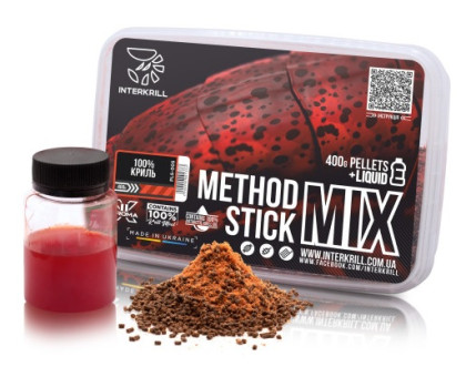 Пелетс INTERKRILL "METHOD/STICK MIX", 400 г + (Ліквід 100% Криль, 50г)
