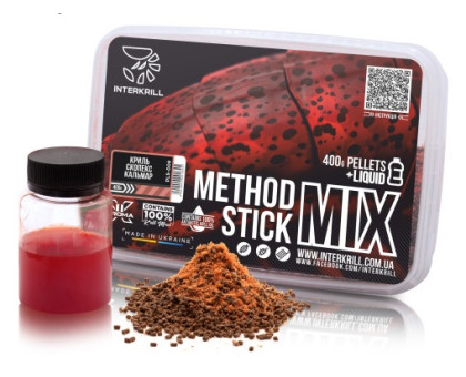 Пелетс INTERKRILL "METHOD/STICK MIX", 400 г + (Ліквід Криль-Скопекс-Кальмар, 50г)