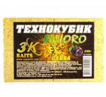 Макуха FLUORO кубики з отвором 3К Baits (Слива) 290г (8куб/уп)