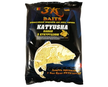 Прикормка 3К Baits KATYUSHA BANANA DE PORUMB (банан-кукурудза) 1000г