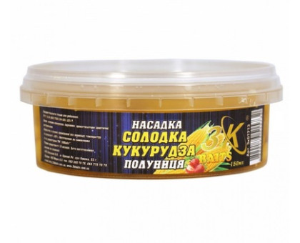 Насадка кукурудза 3К Baits 150мл в пластику "Солодка кукурудза" Полуниця