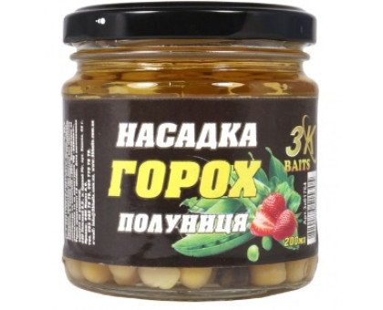 Насадка горох 3К Baits "PREMIUM"  Полуниця скло 200мл