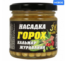 Насадка горох 3К Baits "PREMIUM"  Кальмар-журавлина скло 200мл