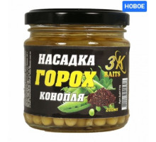Насадка горох 3К Baits "PREMIUM"  Конопля скло 200мл