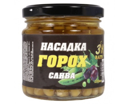 Насадка горох 3К Baits "PREMIUM"  Слива скло 200мл