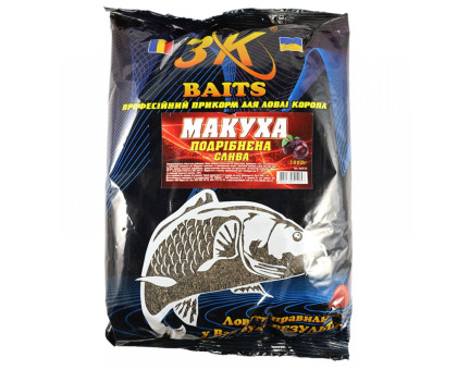 Прикормка 3К Baits макуха смажена подрібнена (слива) 1000г.