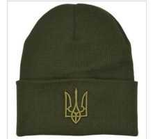 Шапка з відворотом олива тризуб №3