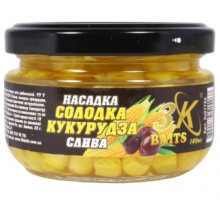 Насадка кукурудза 3К Baits "Солодка кукурудза PREMIUM" Слива скло 100мл