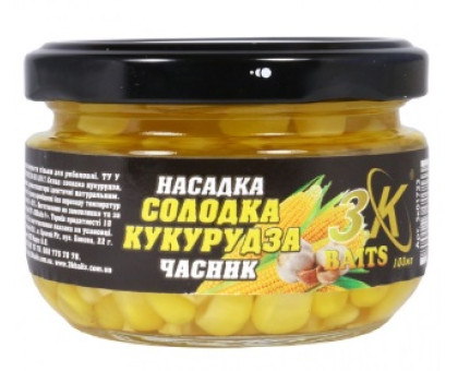Насадка кукурудза 3К Baits "Солодка кукурудза PREMIUM" Часник скло 100мл