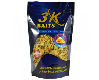 Наживка 3К Baits MIX Зерновий Пшоно (Мед) 500г.