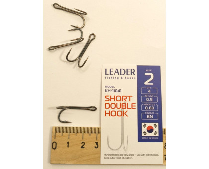 Гачок Leader (OPTIMIST) DOUBLE SHORT №2 (4шт\уп)