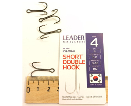 Гачок Leader (OPTIMIST) DOUBLE SHORT №4 (4шт\уп)