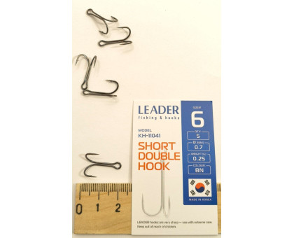 Гачок Leader (OPTIMIST) DOUBLE SHORT №6 (5шт\уп)