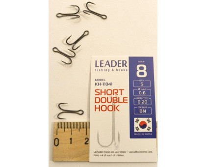 Гачок Leader (OPTIMIST) DOUBLE SHORT №8 (5шт\уп)