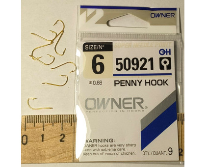 Гачок OWNER 50921 Gold (G) PENNY HOOK №6