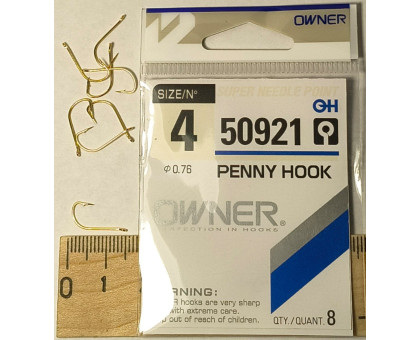 Гачок OWNER 50921 Gold (G) PENNY HOOK №4