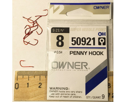 Гачок OWNER 50921 Red (R) PENNY HOOK №8