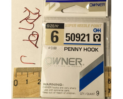 Гачок OWNER 50921 Red (R) PENNY HOOK №6