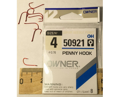 Гачок OWNER 50921 Red (R) PENNY HOOK №4