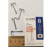 Гачок подвійний Leader LONG DOUBLE №8 (4шт\уп)