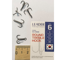Гачок потрійний Leader ROUND TREBLE №6 (5шт\уп)