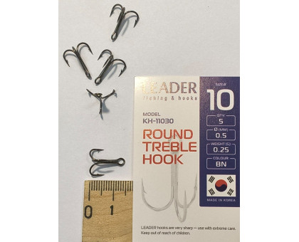 Гачок потрійний Leader ROUND TREBLE №10 (5шт\уп)
