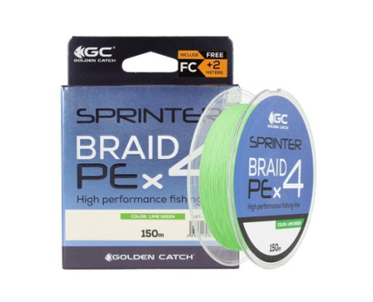 Шнур GC Sprinter PE X4 150m GREEN+2m FC #0.6