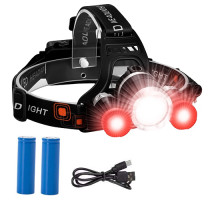 Фонарик на лоб POLICE 3000 +2XPE RED,2х18650,signal light, Type-C Box