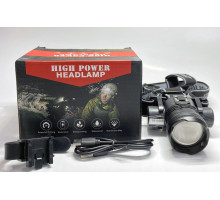 Фонарик на лоб PLD-5835-P50, велокрепление,Li-ion, ЗУ Type-C, Zoom. Box