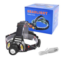Фонарик на лоб Police 2117-T6+2COB, 2x18650, zoom, ЗУ microUSB, Box