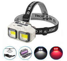 Фонарик на лоб HX-816S (white+red) Motion sensor. Waterproof 1x18650, ЗУ Type-C, Box