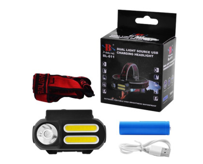 Фонарик на лоб NF 611-1LM,1х18650, Зу micro USB