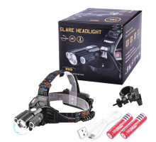 Фонарик на лоб Police W602-T6+2XPE BIKE, 2x18650,велокрепление, zoom, ЗУ microUSB, Box